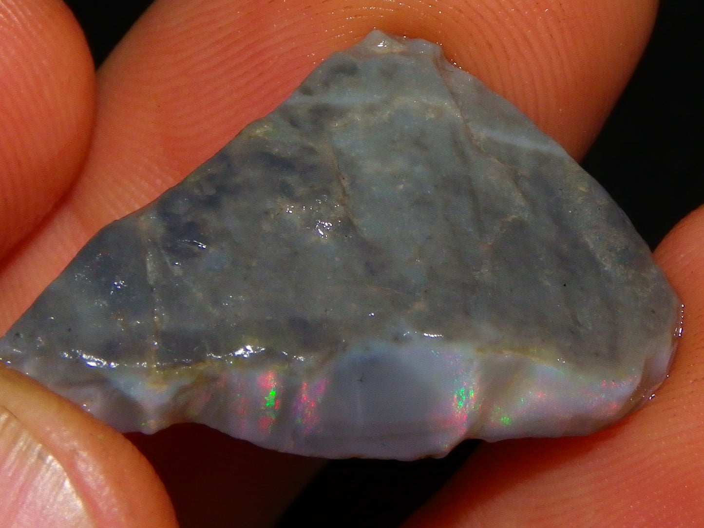 NIce Rough Lightning Ridge Seam Opal Specimen 20.05cts Grey/Light Base Pinks/Green Gamble