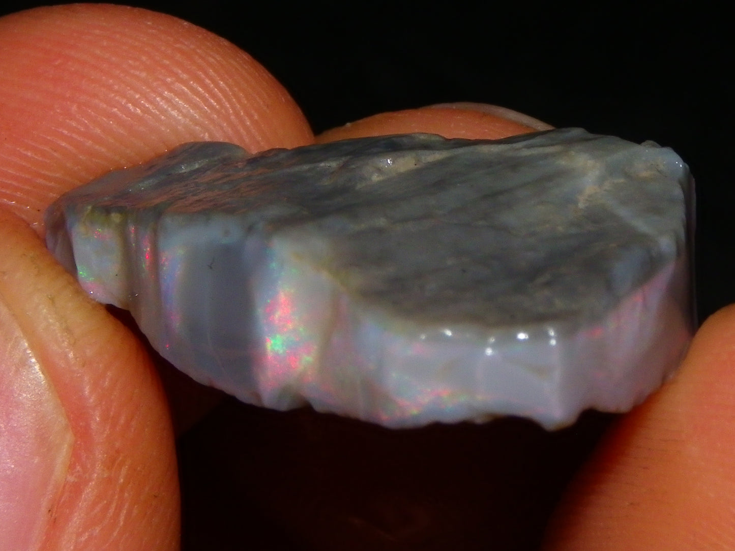 NIce Rough Lightning Ridge Seam Opal Specimen 20.05cts Grey/Light Base Pinks/Green Gamble