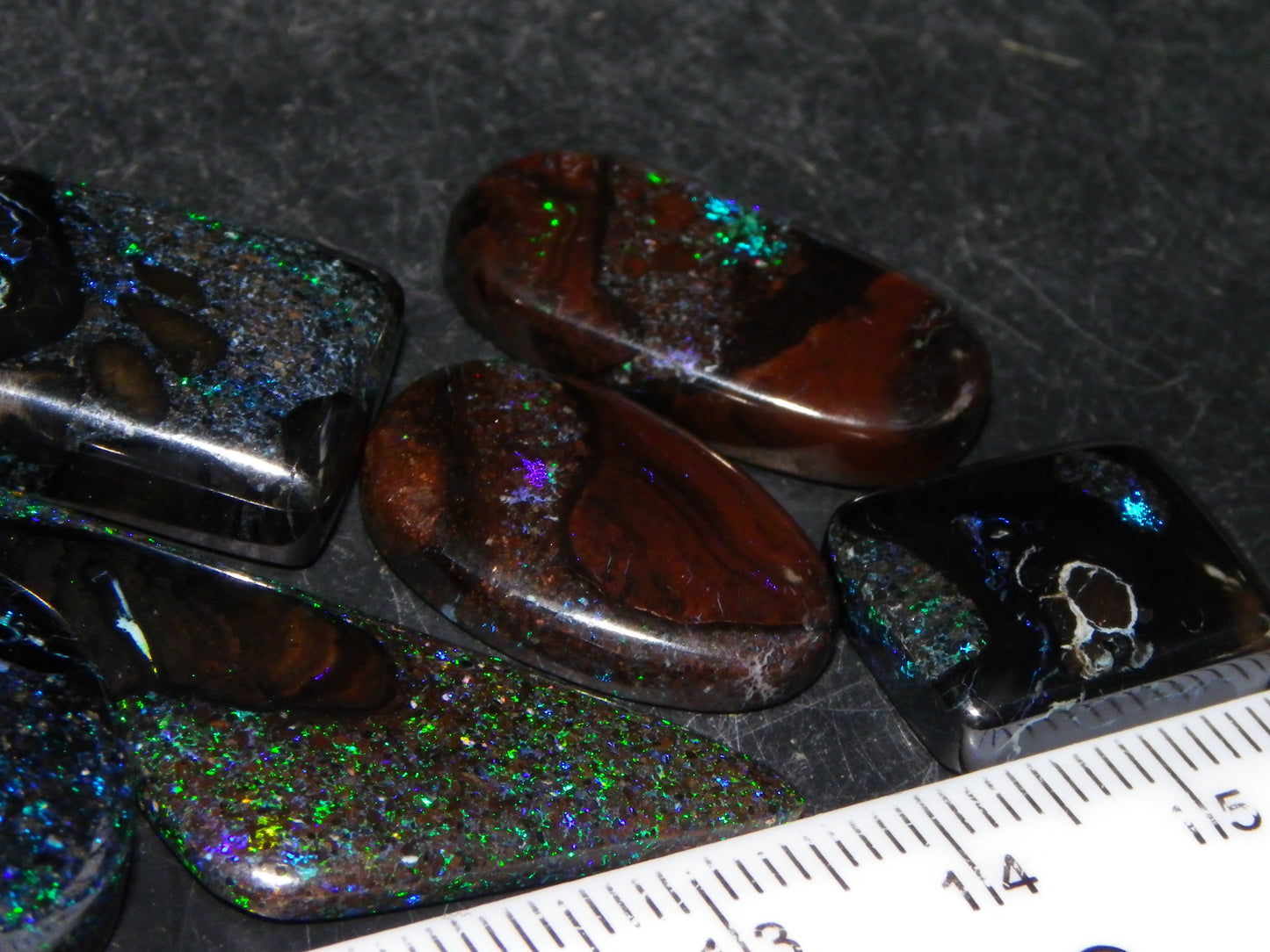 Queensland Cut/Polished/Treated Matrix Opal Parcel x 6 Stones 70.35cts Fires/Patterns