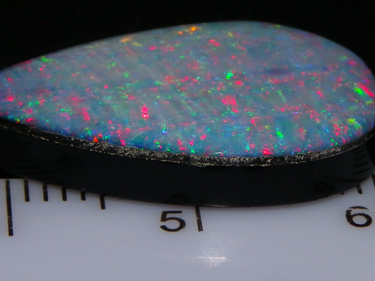 Nice CP Crystal Opal Doublet 14.05cts Red/Green Fires Black Base Australia