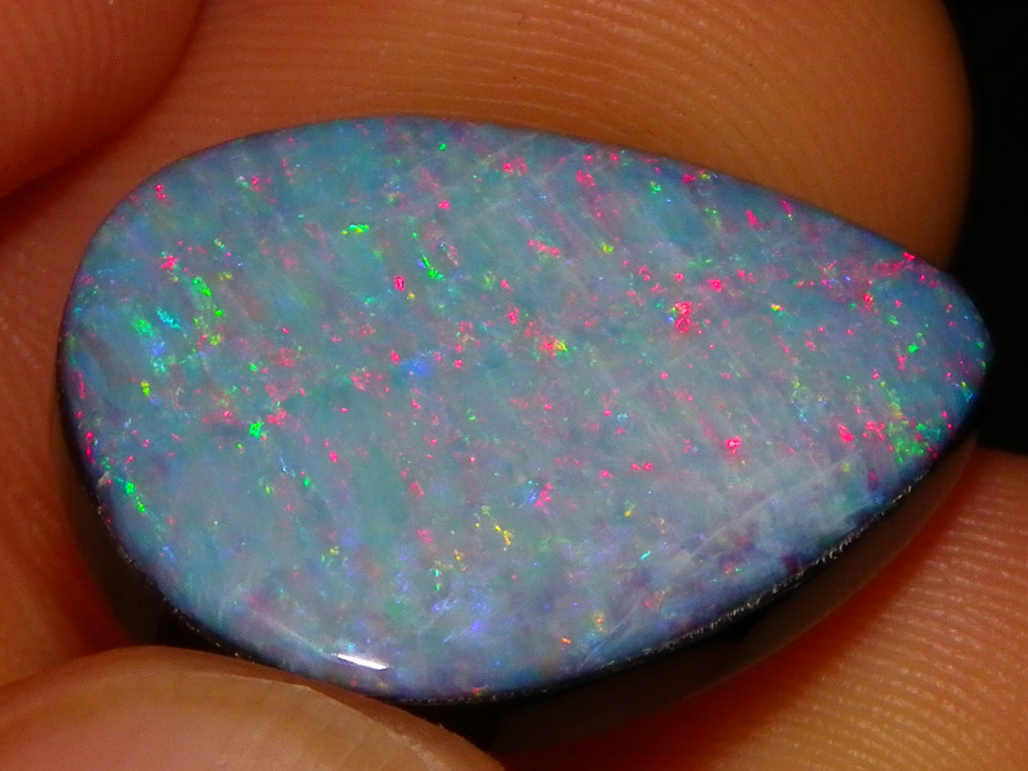 Nice CP Crystal Opal Doublet 14.05cts Red/Green Fires Black Base Australia