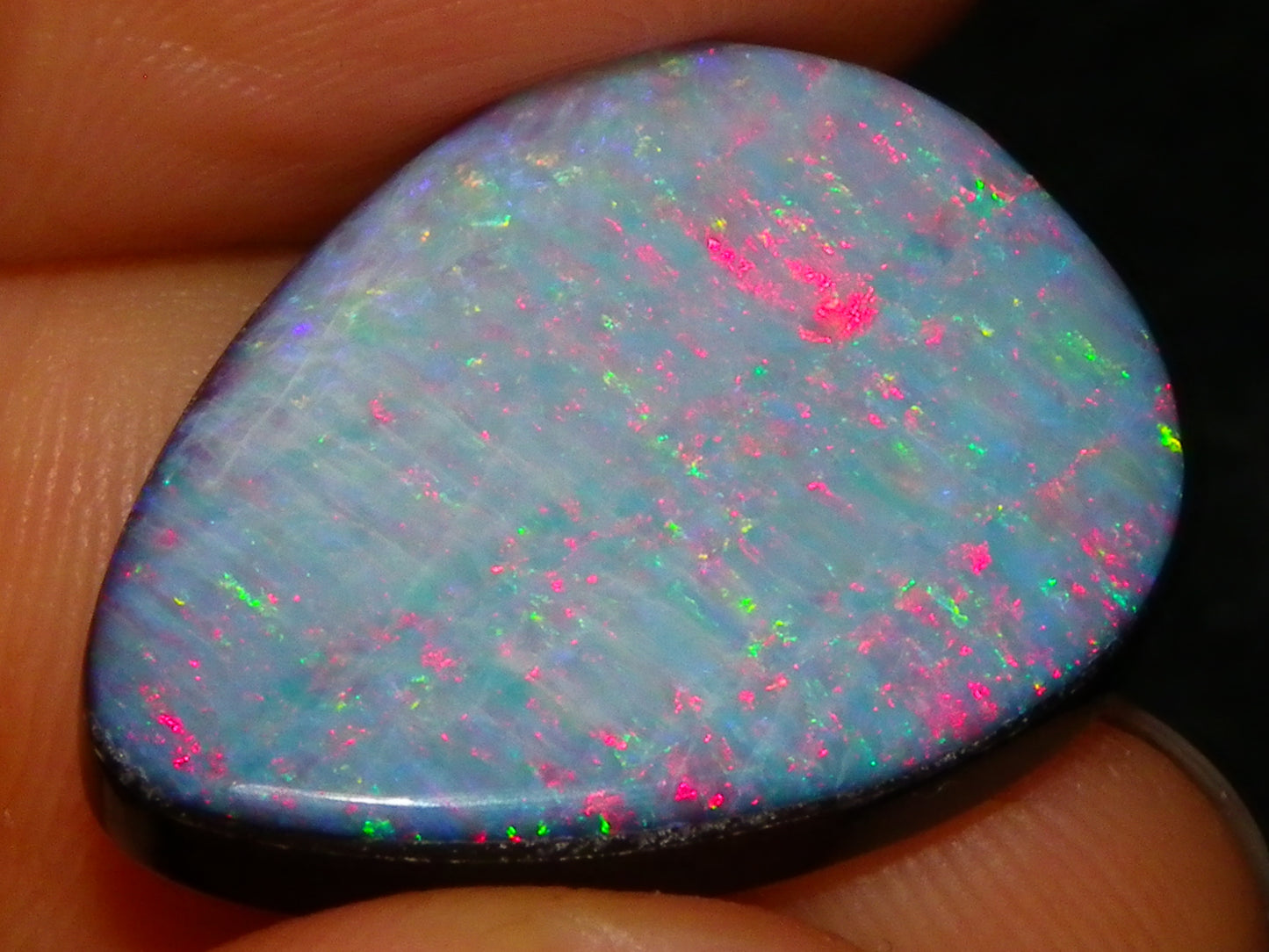 Nice CP Crystal Opal Doublet 14.05cts Red/Green Fires Black Base Australia