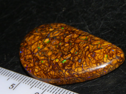 Nice Quality Koroit Opal Cab/Freeform 40.04cts Veins/Patterns/Double Sided Red/Green/Blues