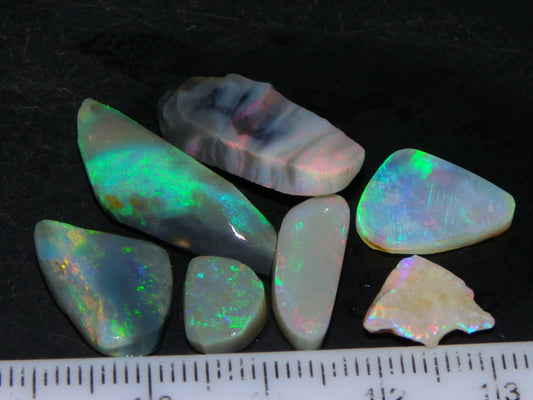 Flashy Lightning Ridge Opal Rubs/Rough Preforms 24.3cts Dark/Crystal Base Fires