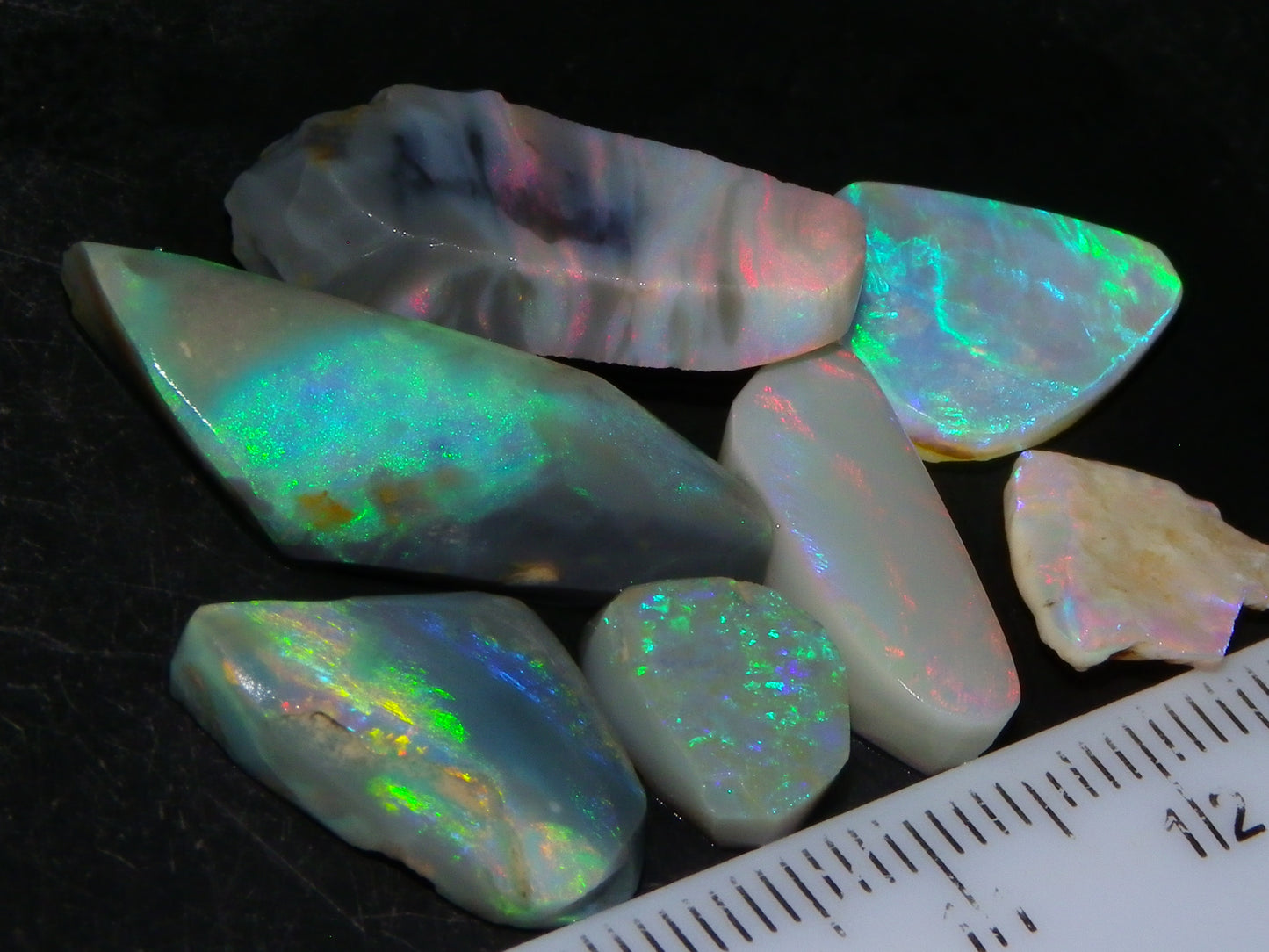 Flashy Lightning Ridge Opal Rubs/Rough Preforms 24.3cts Dark/Crystal Base Fires