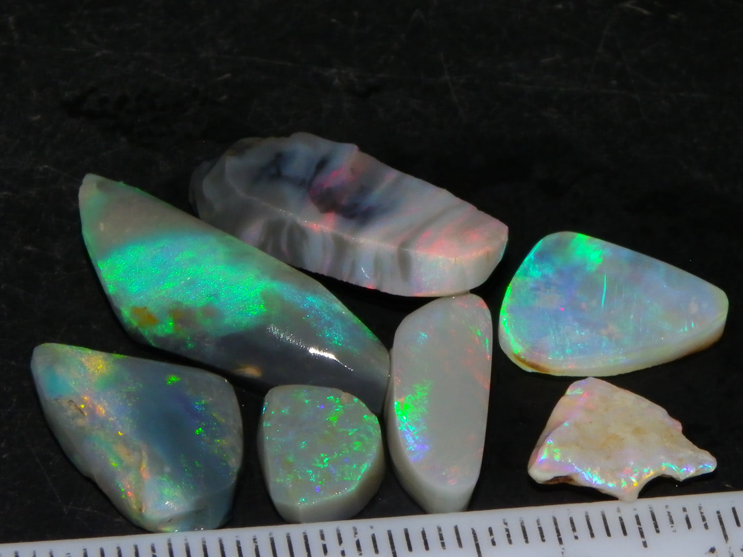 Flashy Lightning Ridge Opal Rubs/Rough Preforms 24.3cts Dark/Crystal Base Fires