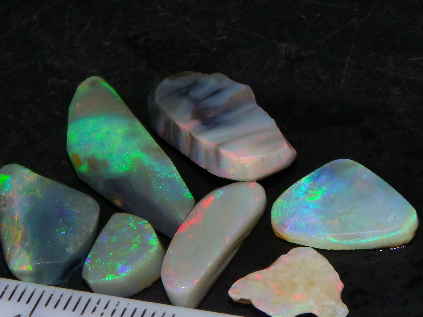 Flashy Lightning Ridge Opal Rubs/Rough Preforms 24.3cts Dark/Crystal Base Fires