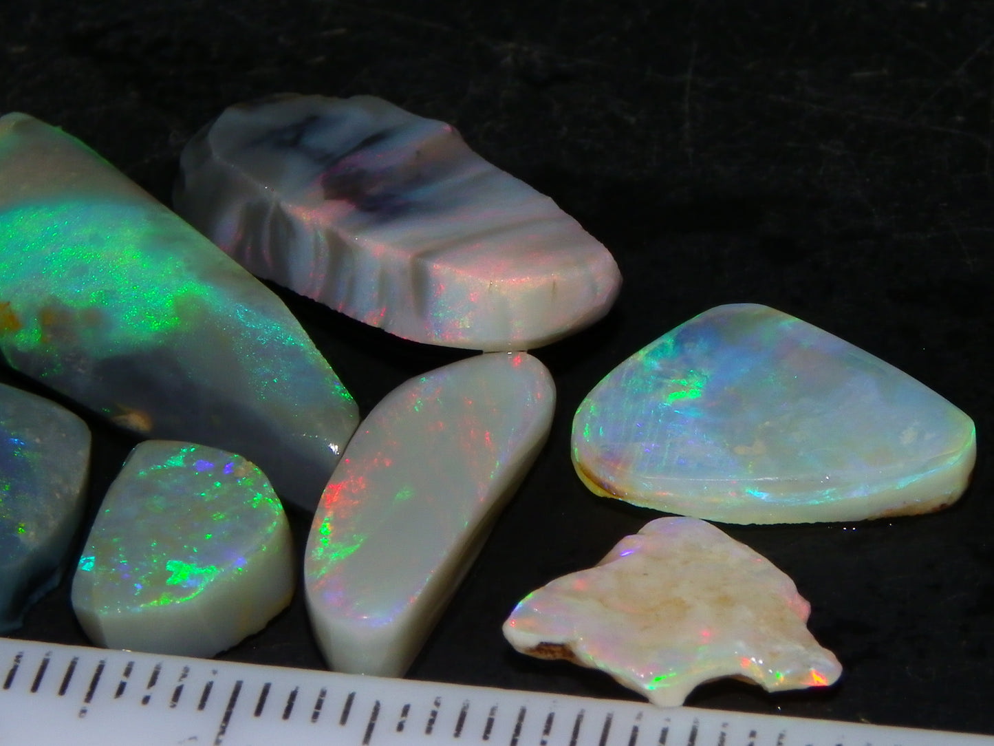 Flashy Lightning Ridge Opal Rubs/Rough Preforms 24.3cts Dark/Crystal Base Fires