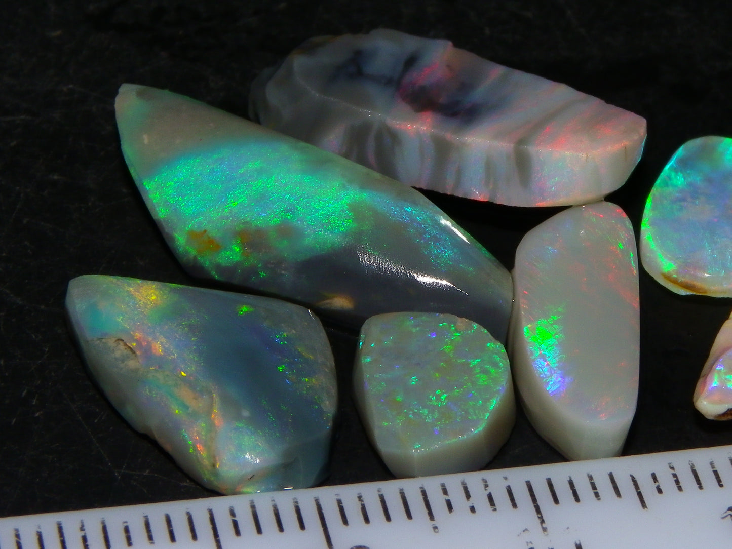 Flashy Lightning Ridge Opal Rubs/Rough Preforms 24.3cts Dark/Crystal Base Fires