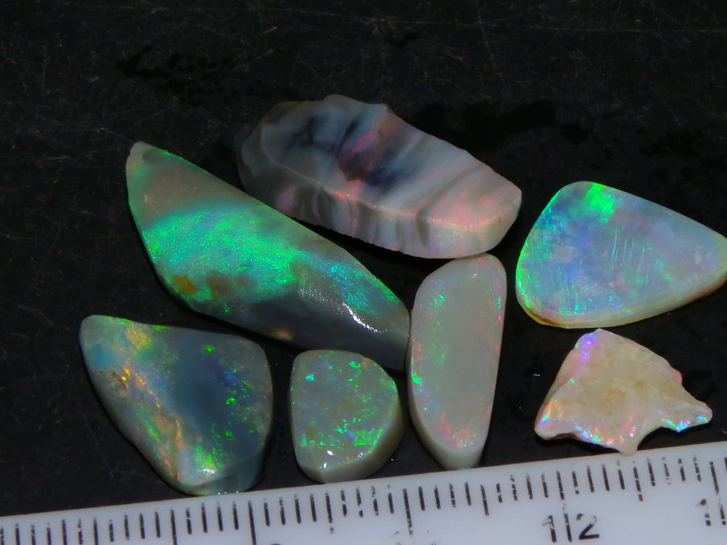 Flashy Lightning Ridge Opal Rubs/Rough Preforms 24.3cts Dark/Crystal Base Fires