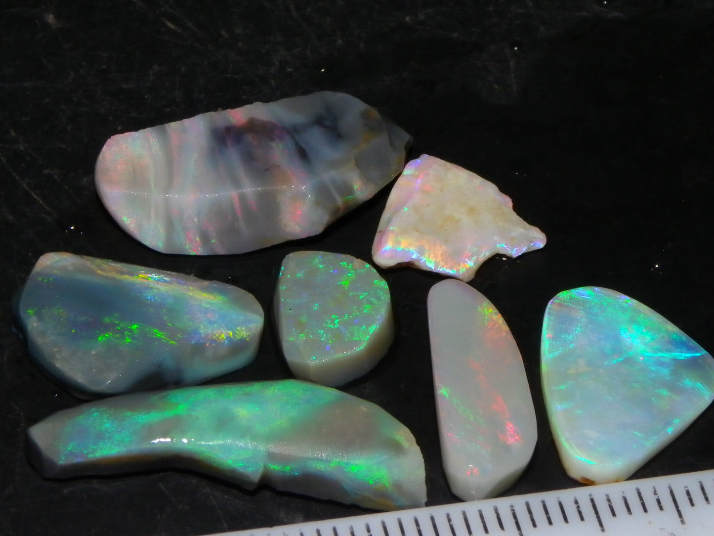 Flashy Lightning Ridge Opal Rubs/Rough Preforms 24.3cts Dark/Crystal Base Fires