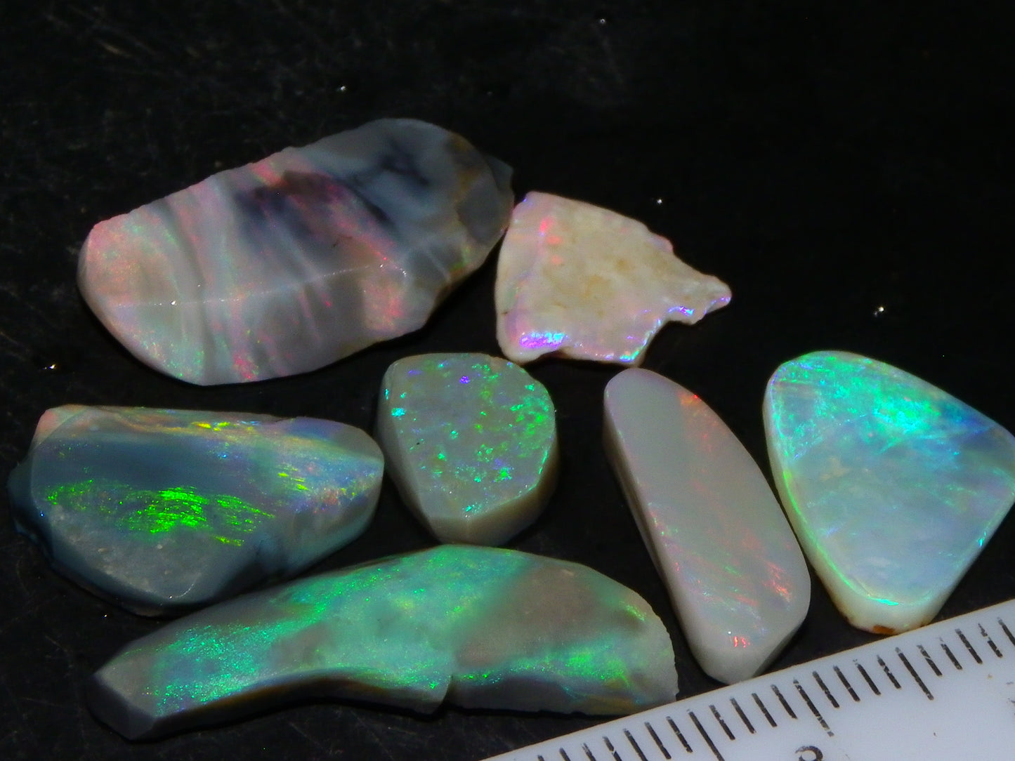 Flashy Lightning Ridge Opal Rubs/Rough Preforms 24.3cts Dark/Crystal Base Fires