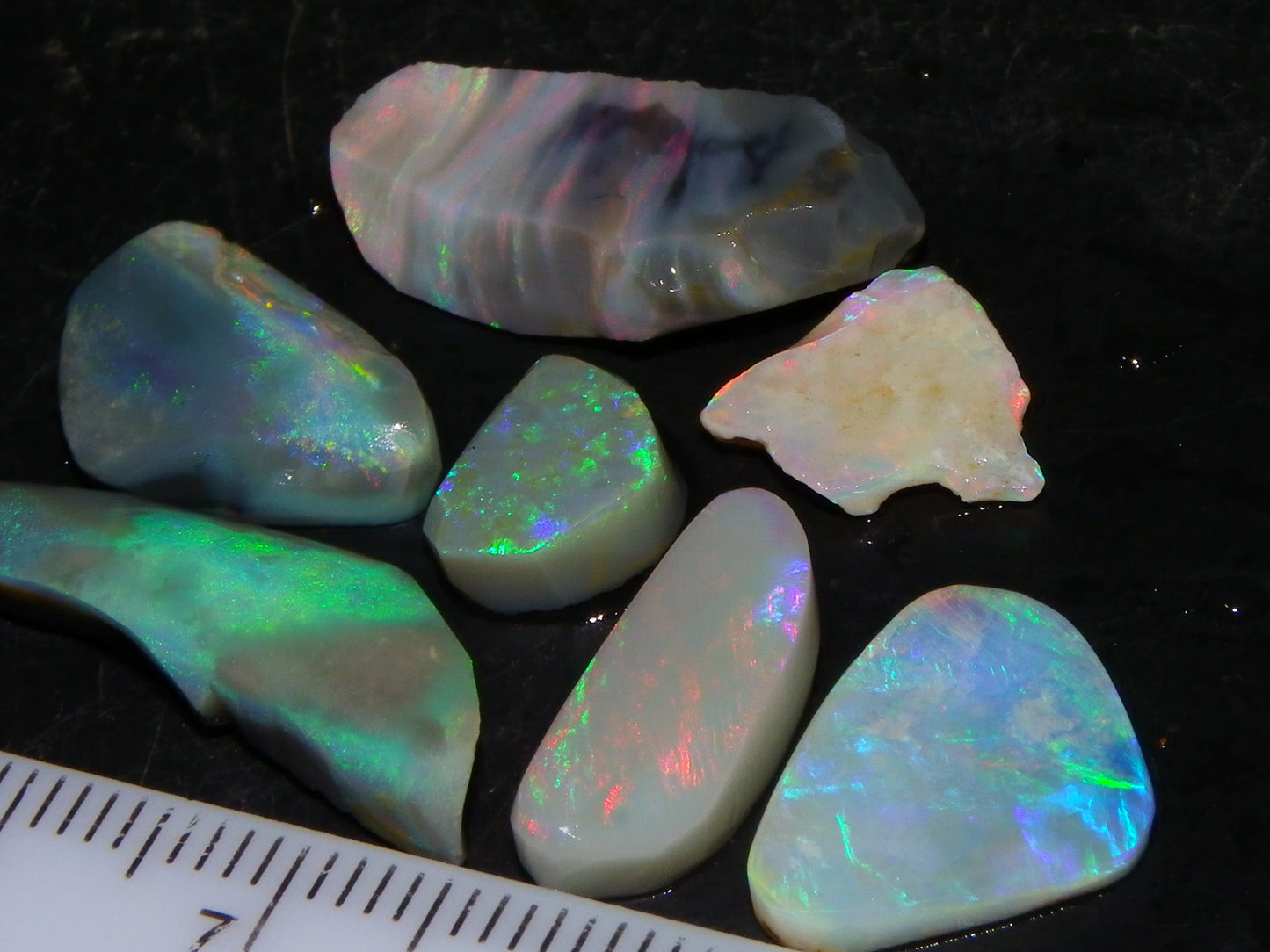 Flashy Lightning Ridge Opal Rubs/Rough Preforms 24.3cts Dark/Crystal Base Fires