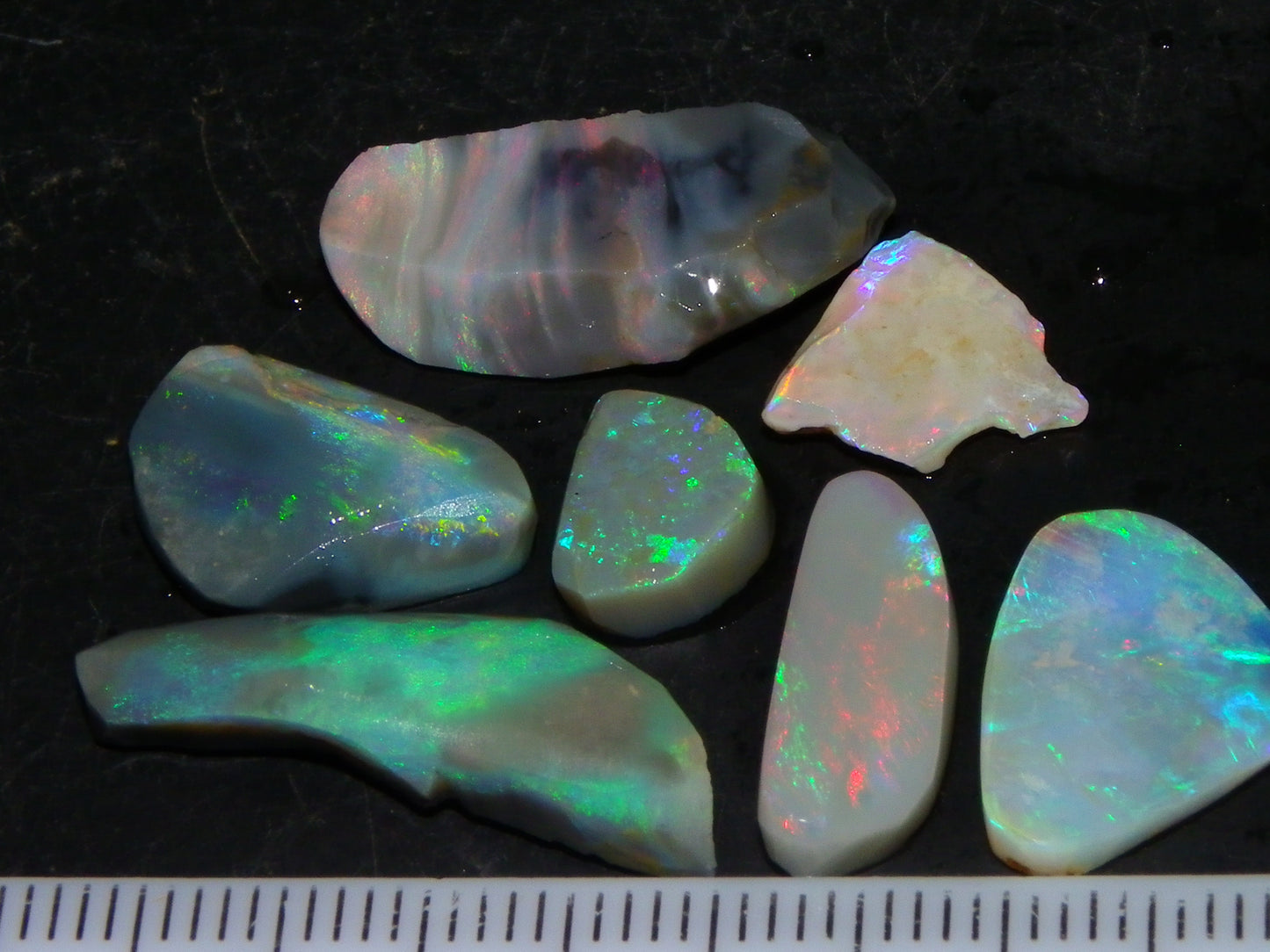 Flashy Lightning Ridge Opal Rubs/Rough Preforms 24.3cts Dark/Crystal Base Fires