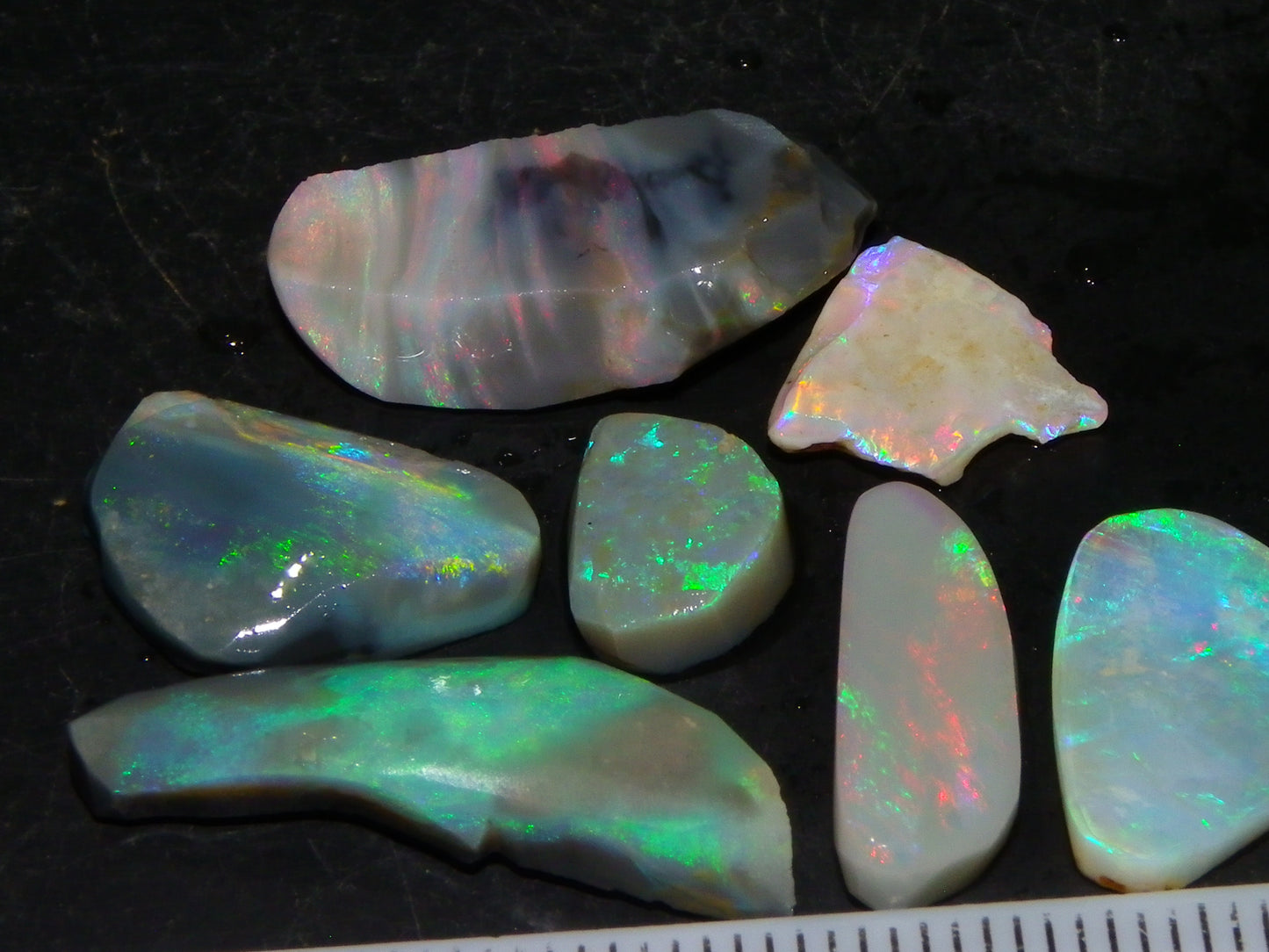 Flashy Lightning Ridge Opal Rubs/Rough Preforms 24.3cts Dark/Crystal Base Fires