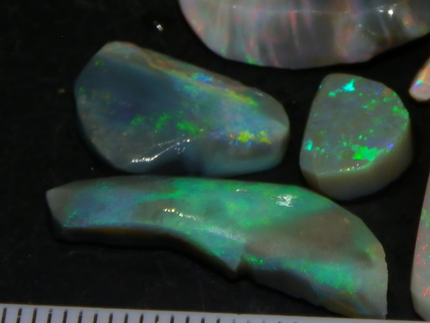 Flashy Lightning Ridge Opal Rubs/Rough Preforms 24.3cts Dark/Crystal Base Fires