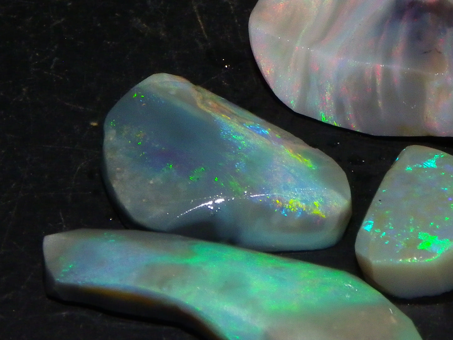 Flashy Lightning Ridge Opal Rubs/Rough Preforms 24.3cts Dark/Crystal Base Fires