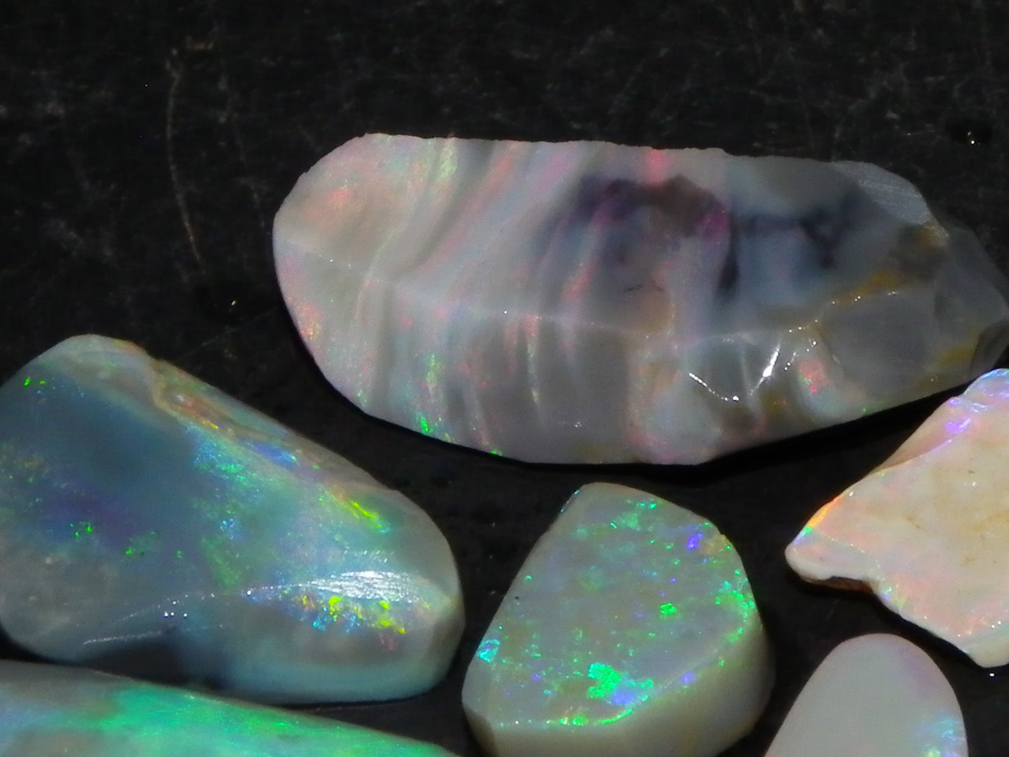 Flashy Lightning Ridge Opal Rubs/Rough Preforms 24.3cts Dark/Crystal Base Fires