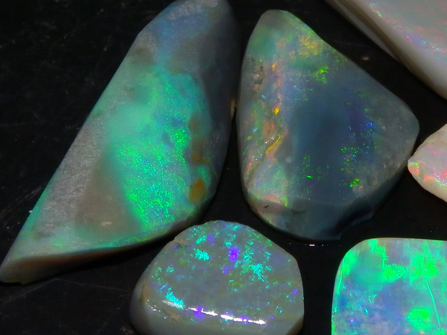 Flashy Lightning Ridge Opal Rubs/Rough Preforms 24.3cts Dark/Crystal Base Fires