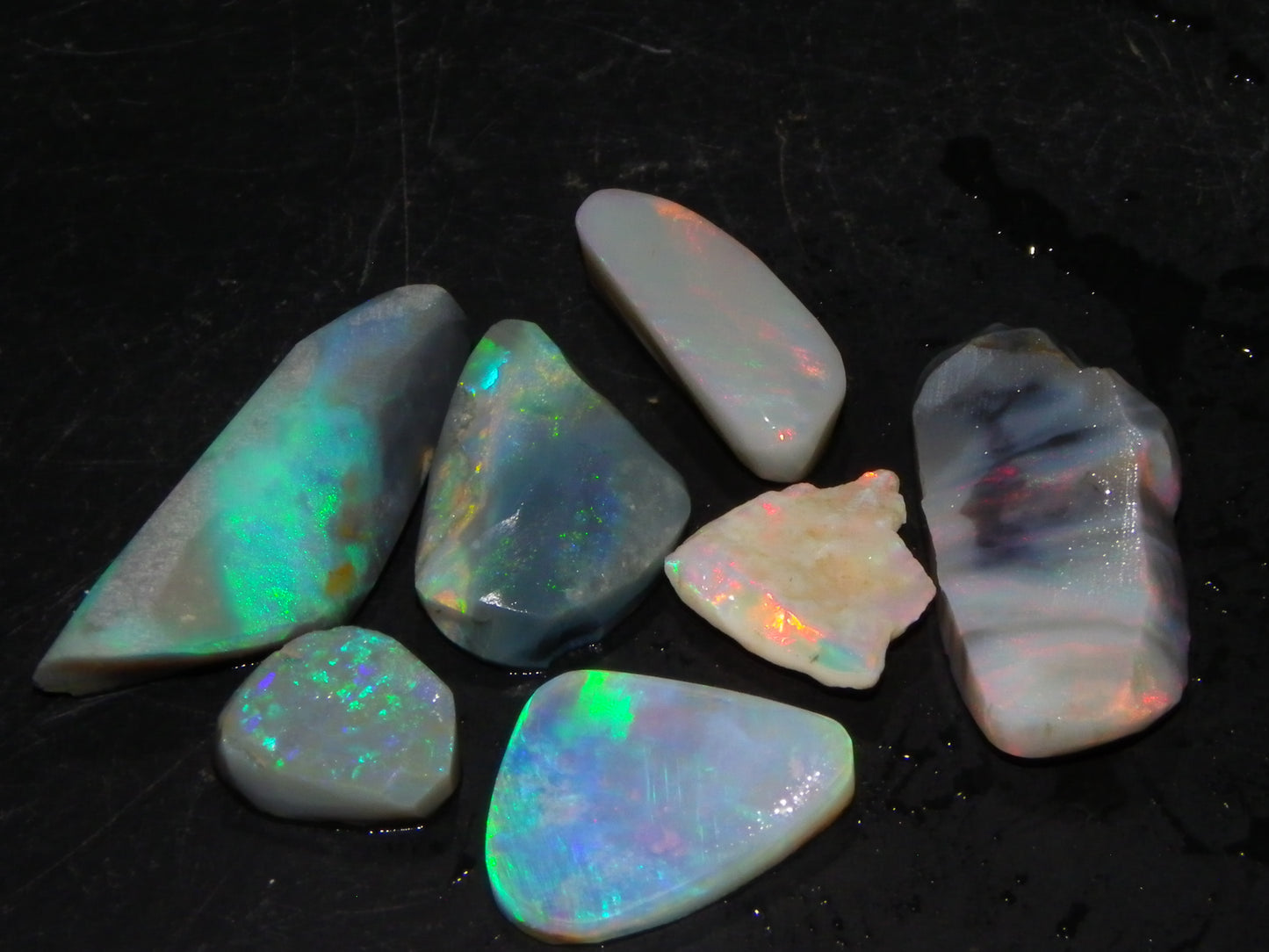 Flashy Lightning Ridge Opal Rubs/Rough Preforms 24.3cts Dark/Crystal Base Fires