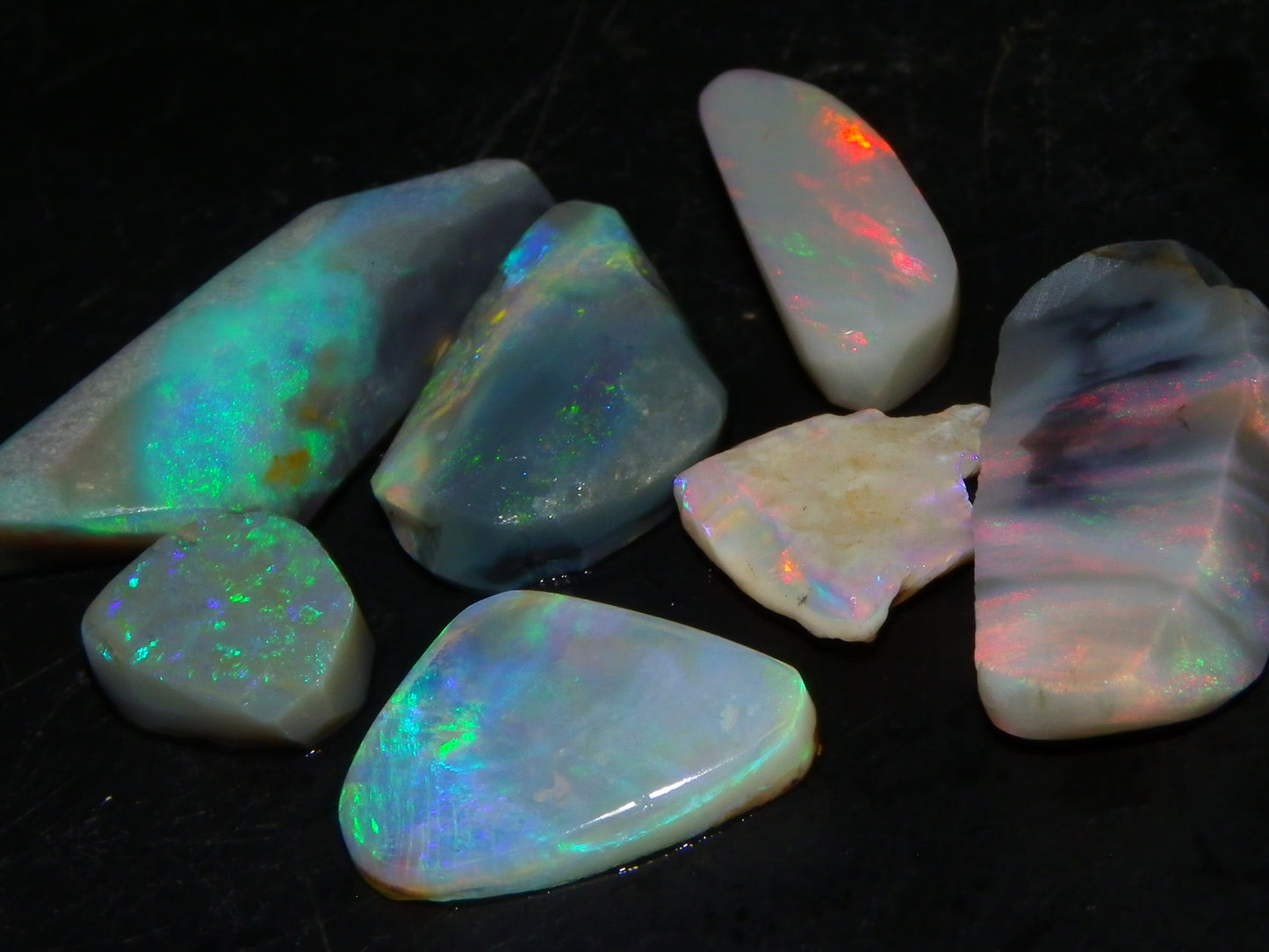 Flashy Lightning Ridge Opal Rubs/Rough Preforms 24.3cts Dark/Crystal Base Fires