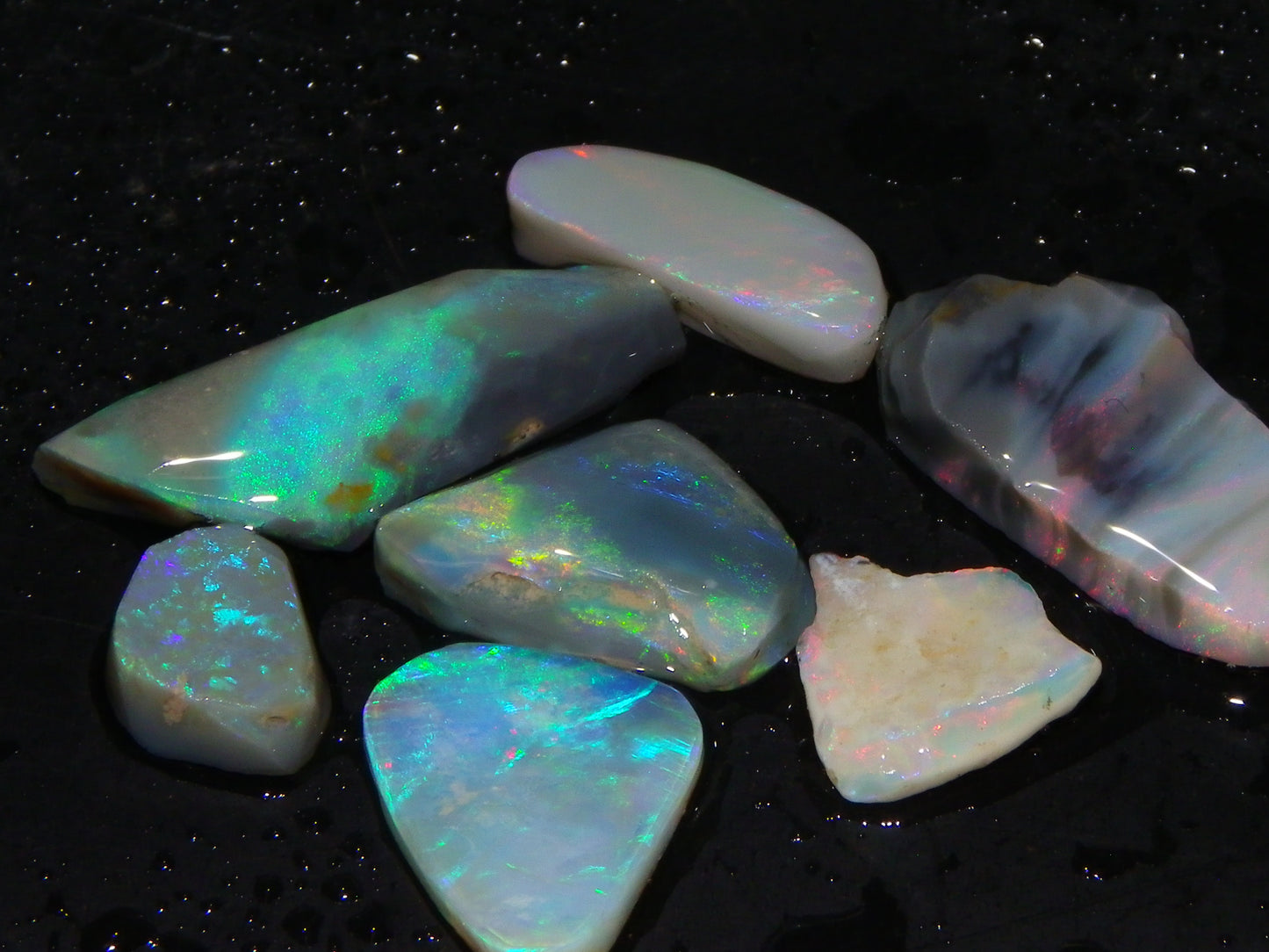 Flashy Lightning Ridge Opal Rubs/Rough Preforms 24.3cts Dark/Crystal Base Fires