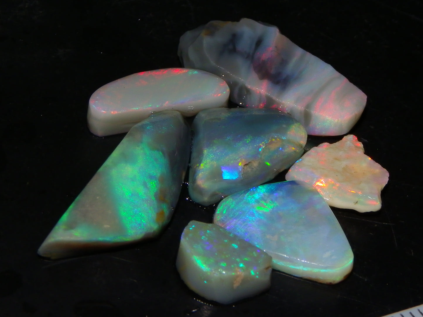 Flashy Lightning Ridge Opal Rubs/Rough Preforms 24.3cts Dark/Crystal Base Fires