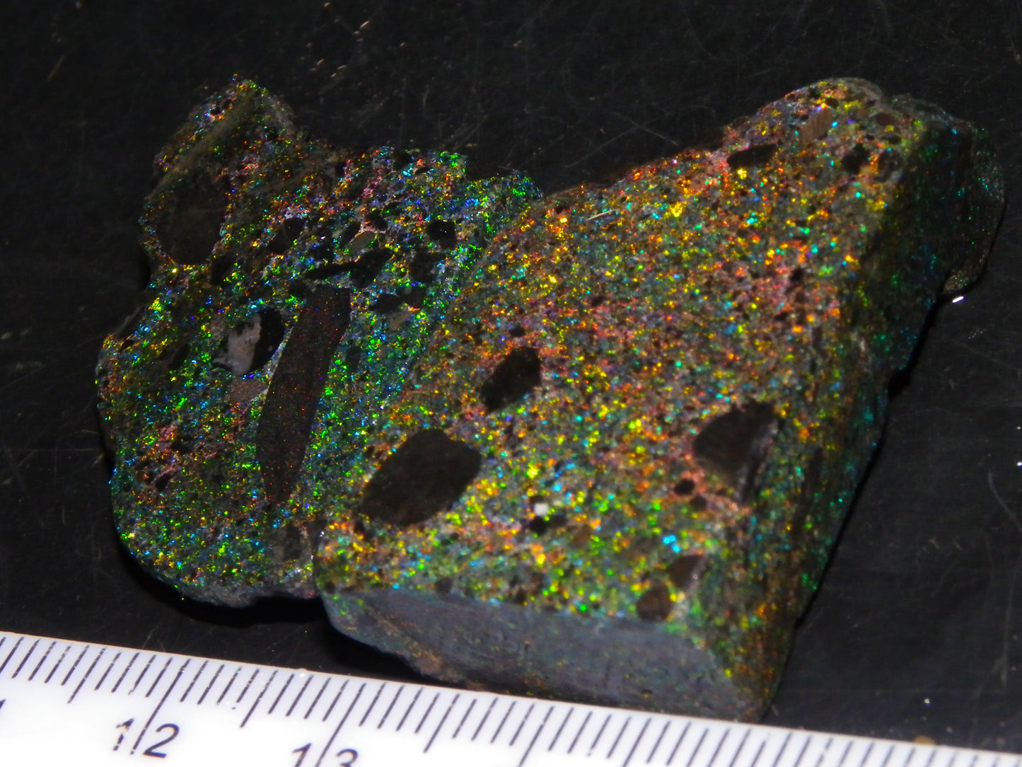 2 Quality/Sliced Andamooka Matrix Opals 84.5cts Multicolour Fires Australia (N)