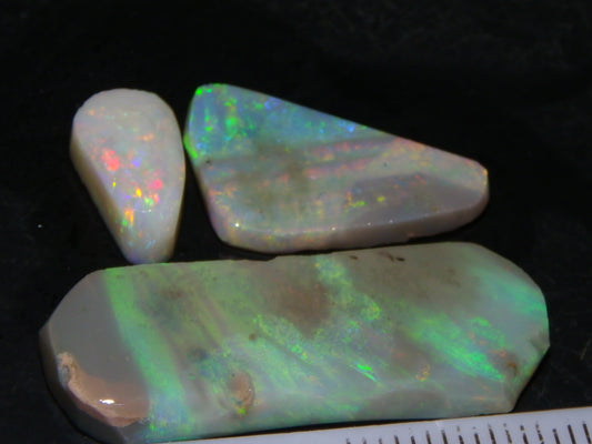 3 Nice Lightning Ridge Opal Rubs/Rough Preforms 19.1cts Green/Gold/Red Fires Australia