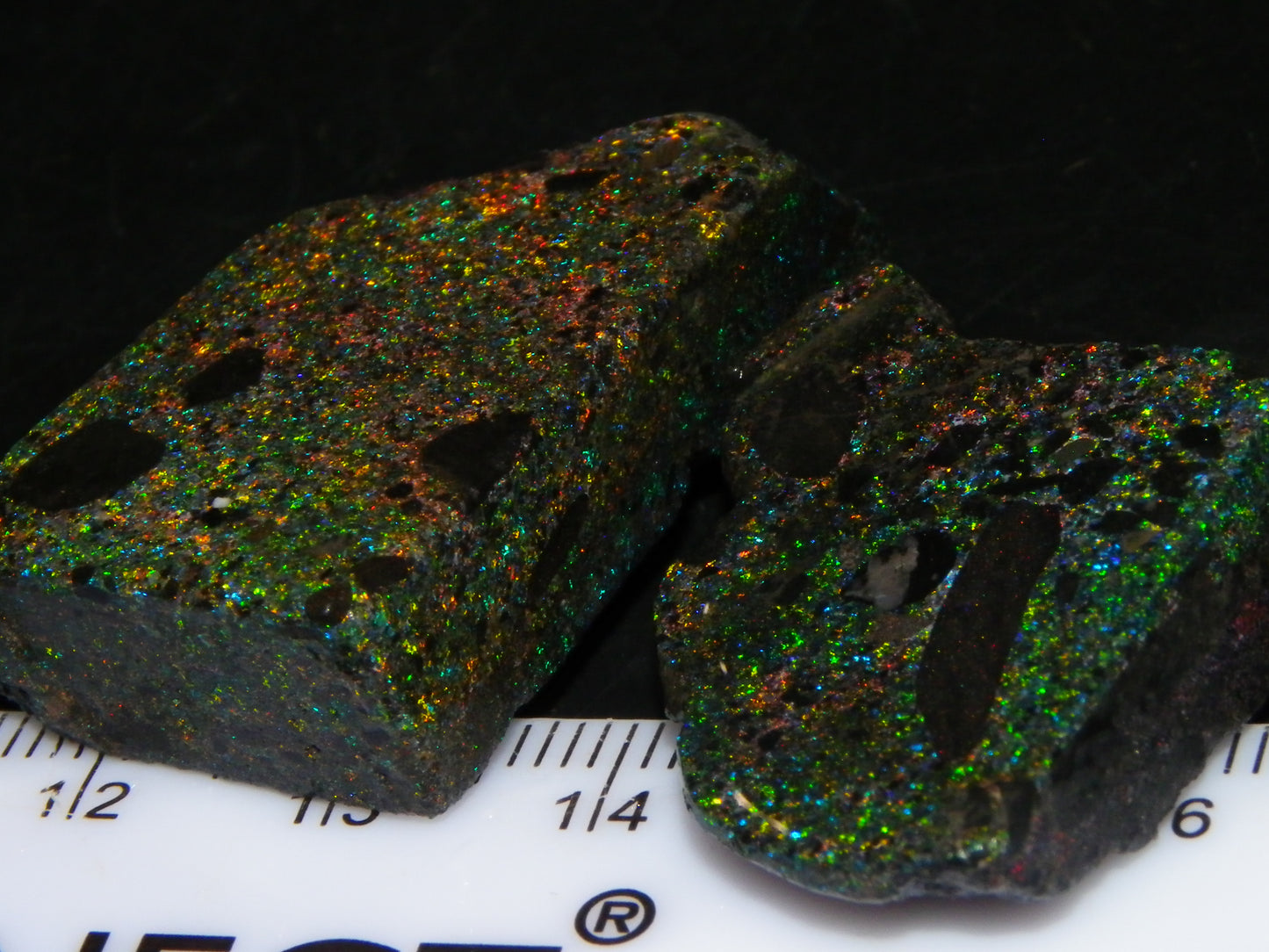 2 Quality/Sliced Andamooka Matrix Opals 84.5cts Multicolour Fires Australia (N)