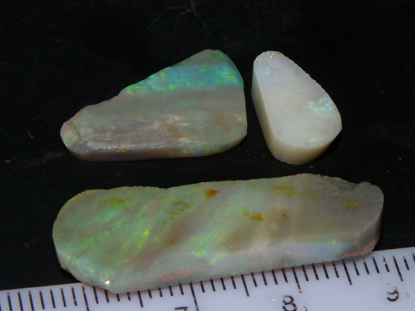 3 Nice Lightning Ridge Opal Rubs/Rough Preforms 19.1cts Green/Gold/Red Fires Australia