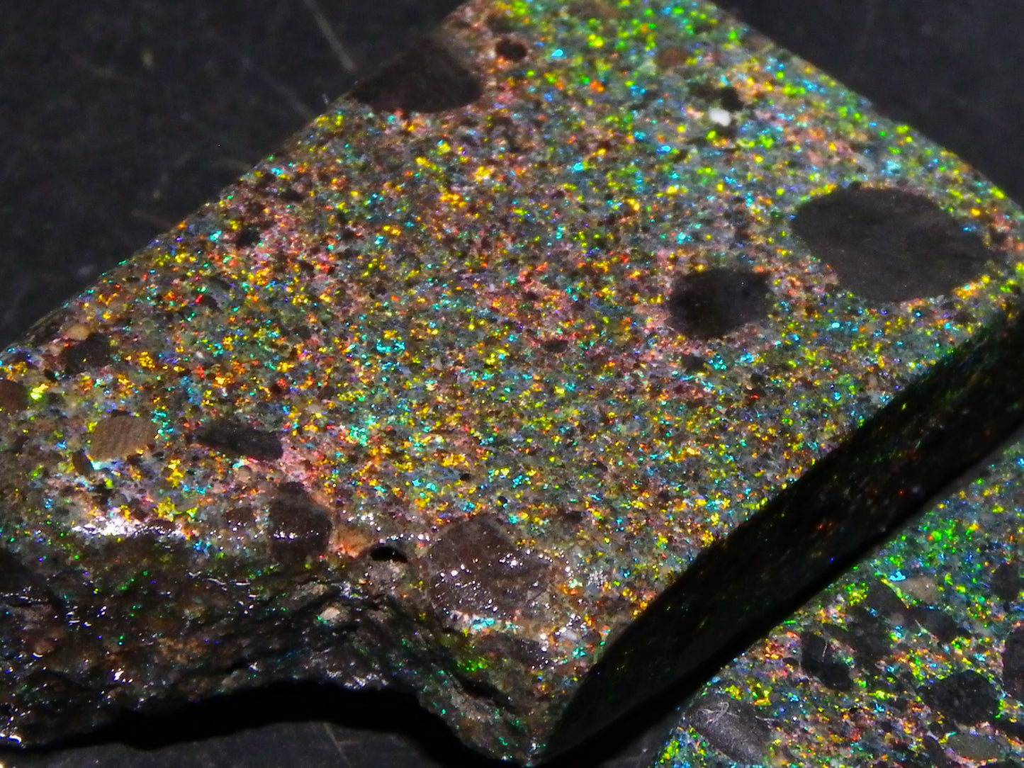 2 Quality/Sliced Andamooka Matrix Opals 84.5cts Multicolour Fires Australia (N)