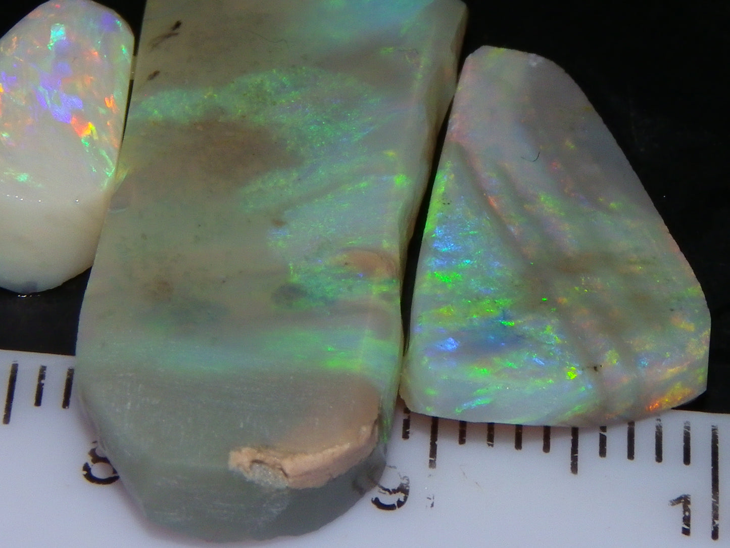 3 Nice Lightning Ridge Opal Rubs/Rough Preforms 19.1cts Green/Gold/Red Fires Australia