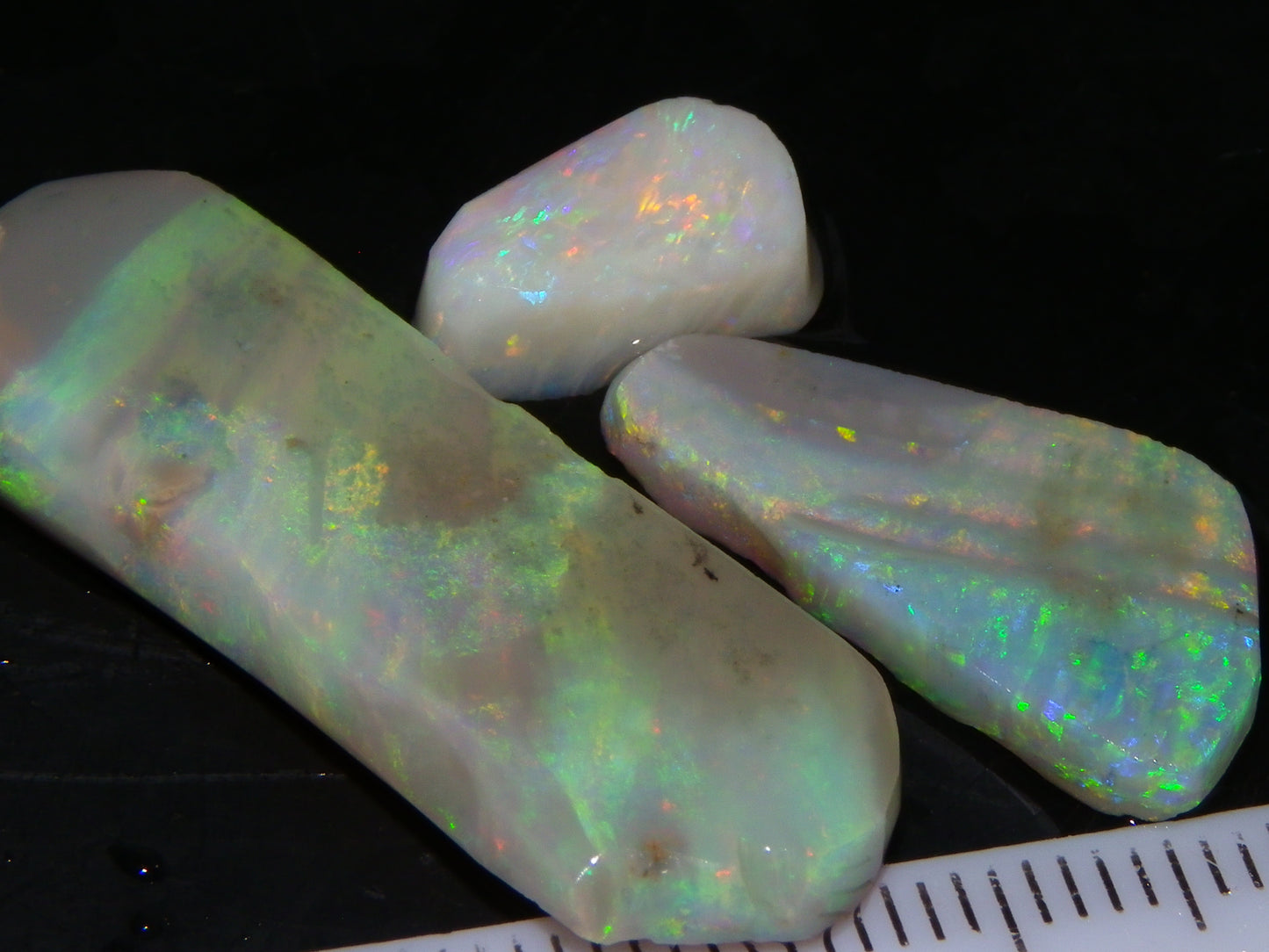 3 Nice Lightning Ridge Opal Rubs/Rough Preforms 19.1cts Green/Gold/Red Fires Australia