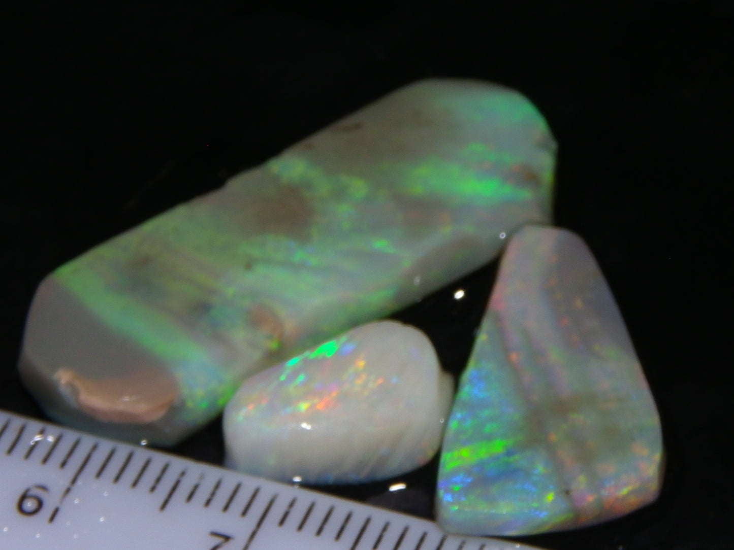 3 Nice Lightning Ridge Opal Rubs/Rough Preforms 19.1cts Green/Gold/Red Fires Australia