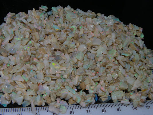 Nice Mintabie Opal Chips/Rough Parcel 384cts P+C Light/Milky/Crystal Seam Material (N)