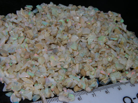 Nice Mintabie Opal Chips/Rough Parcel 384cts P+C Light/Milky/Crystal Seam Material (N)