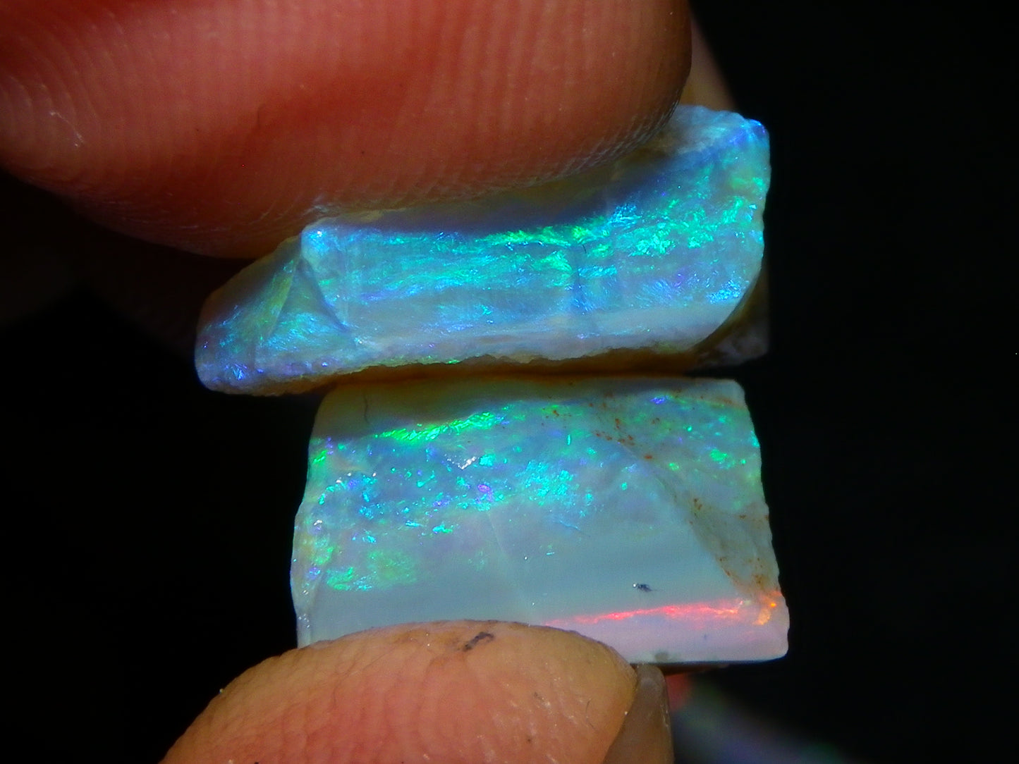 Bright Gem Seam Opal Rough Parcel 48.05cts Mintabie Australia Blue/Green/Red Fires Au