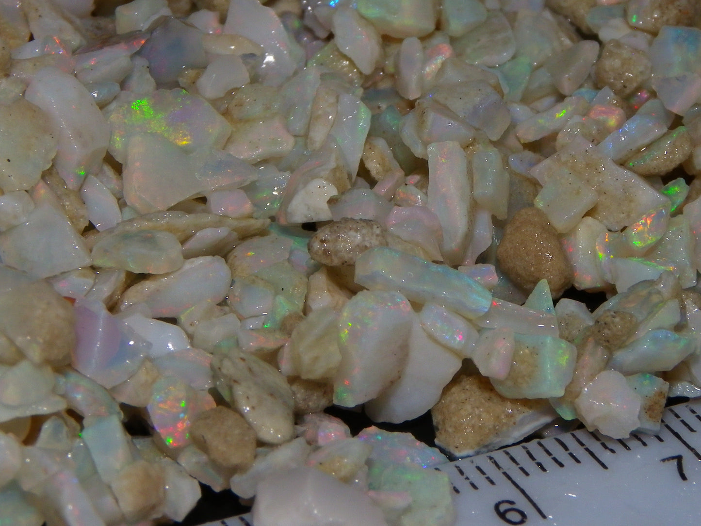 Nice Mintabie Opal Chips/Rough Parcel 384cts P+C Light/Milky/Crystal Seam Material (N)