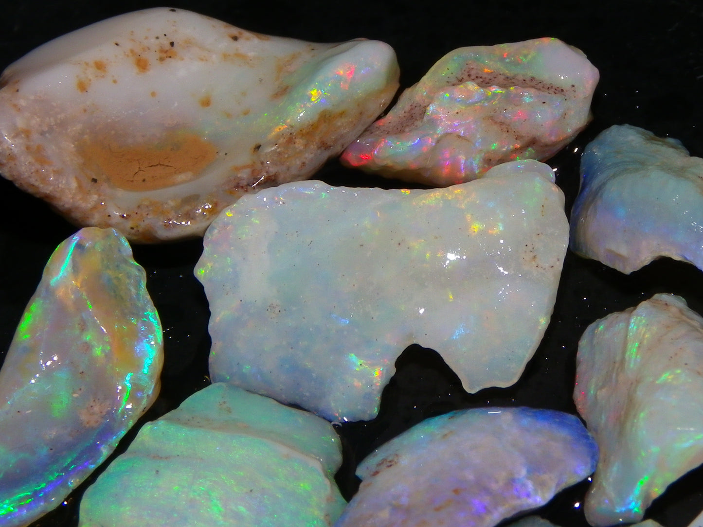 Nice Rough Coober Pedy Fossil Opals/Specimens 41cts Crystal/white Fires Collectors