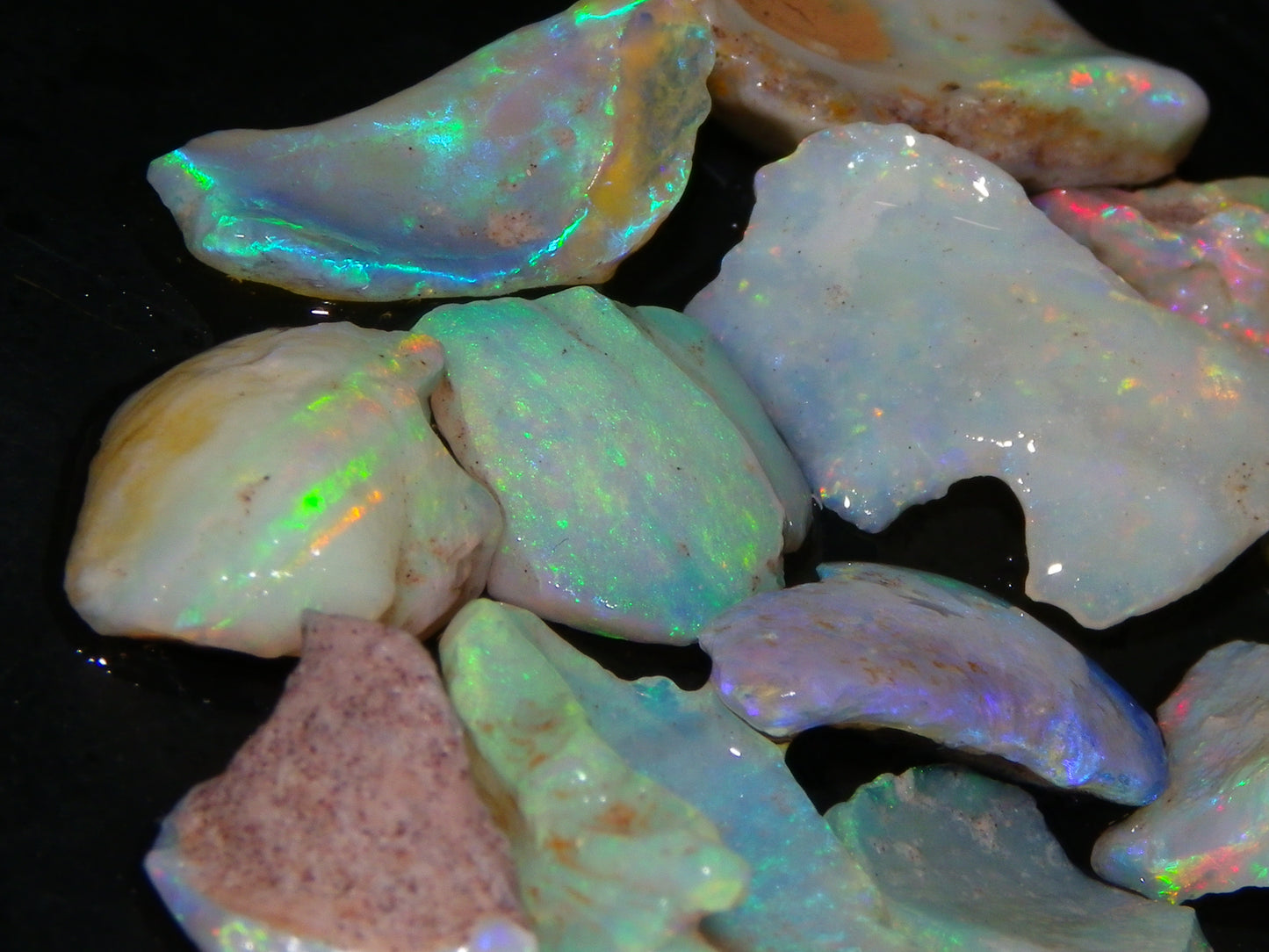 Nice Rough Coober Pedy Fossil Opals/Specimens 41cts Crystal/white Fires Collectors