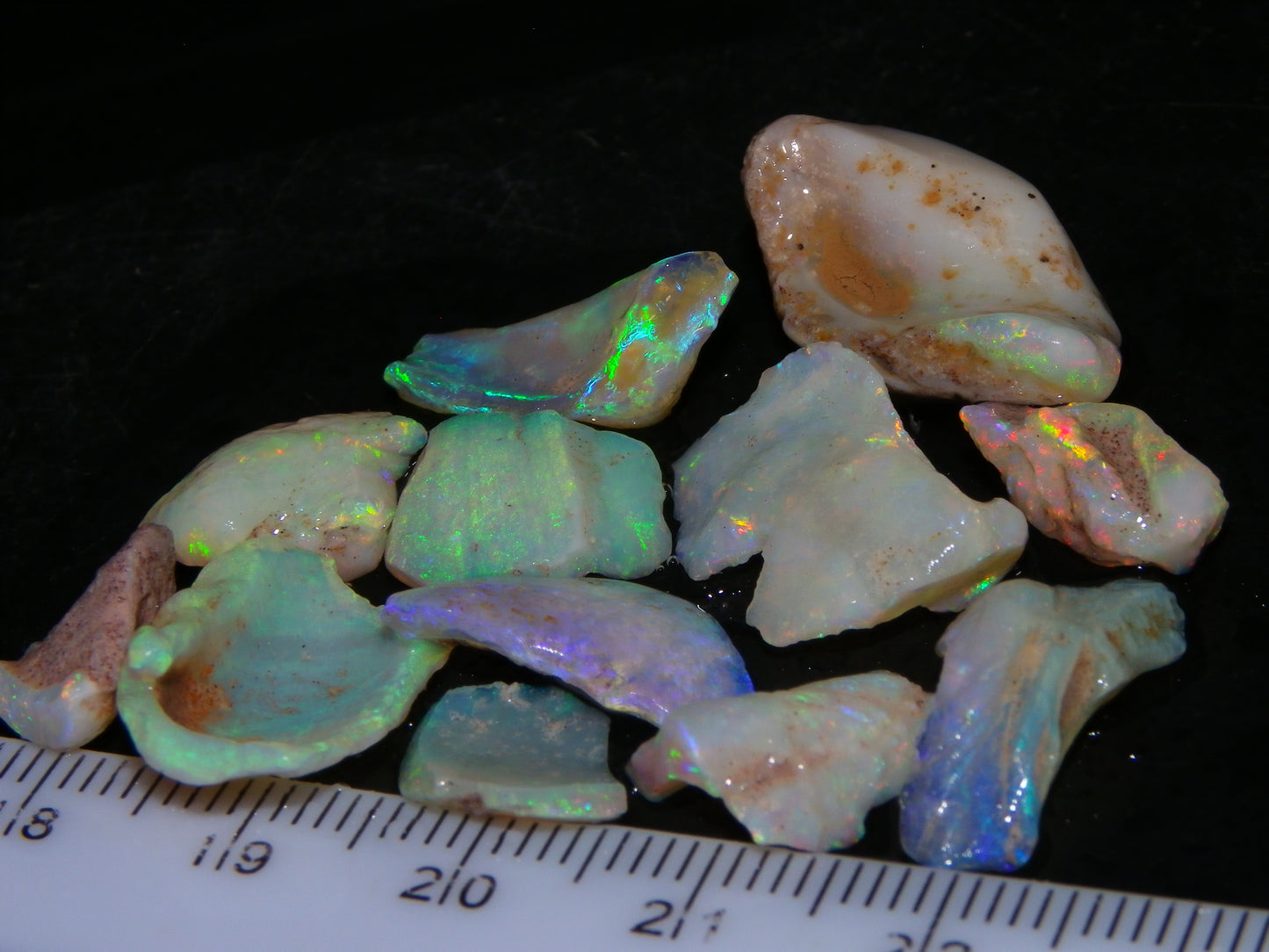 Nice Rough Coober Pedy Fossil Opals/Specimens 41cts Crystal/white Fires Collectors