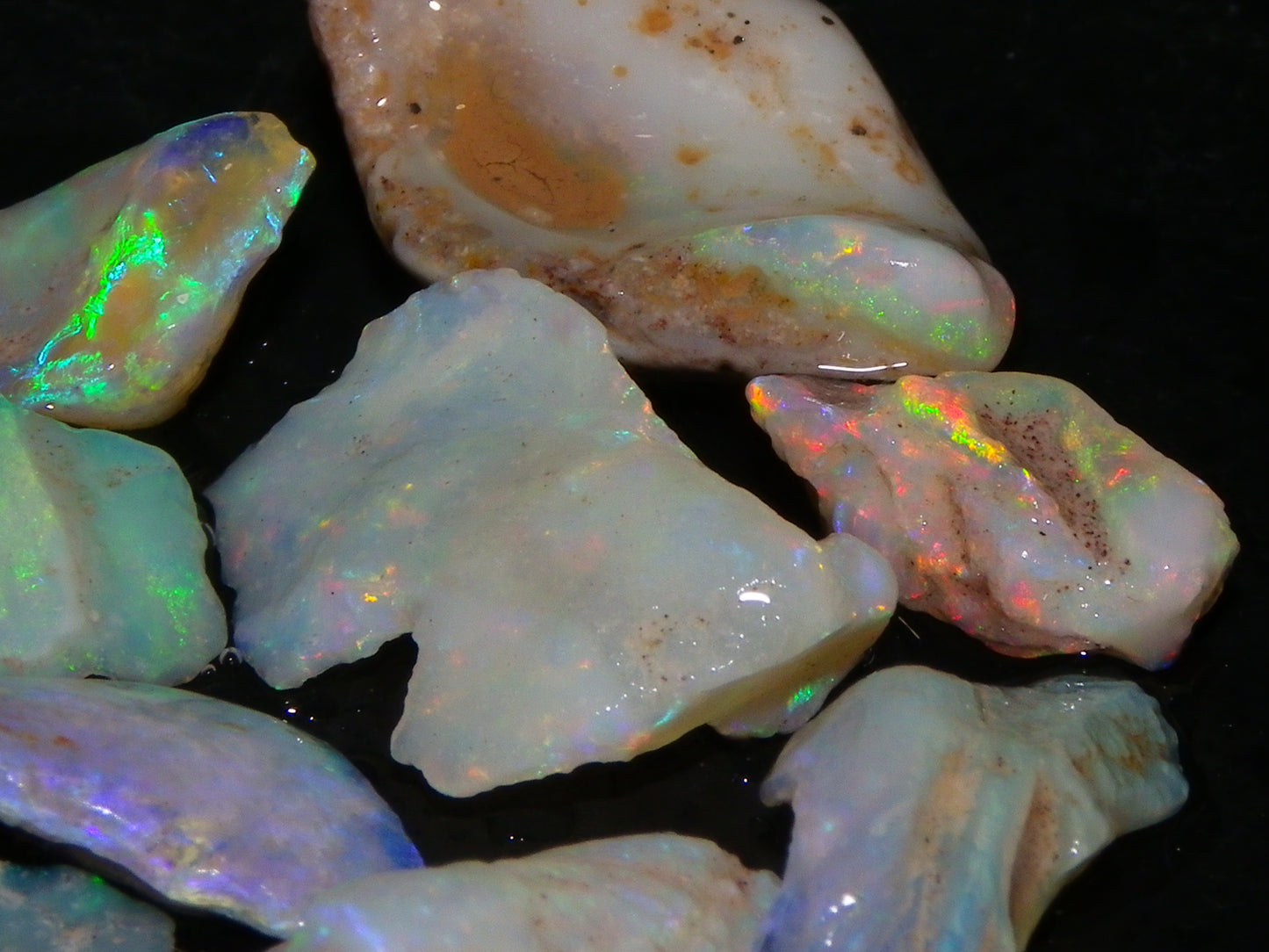 Nice Rough Coober Pedy Fossil Opals/Specimens 41cts Crystal/white Fires Collectors