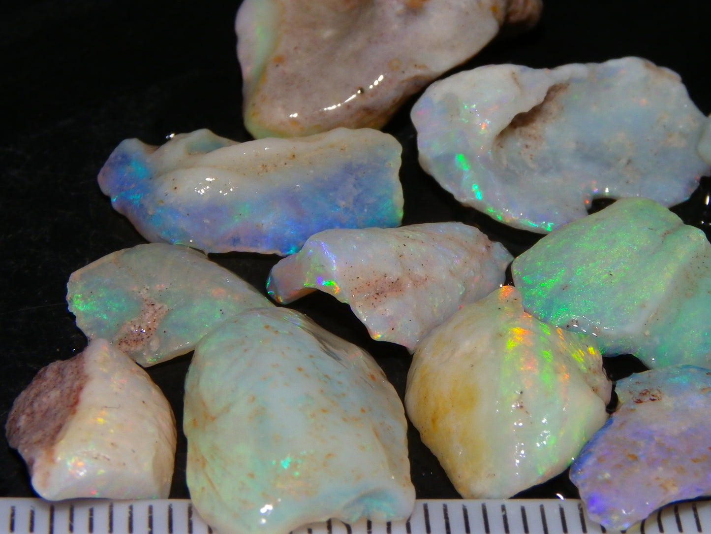 Nice Rough Coober Pedy Fossil Opals/Specimens 41cts Crystal/white Fires Collectors