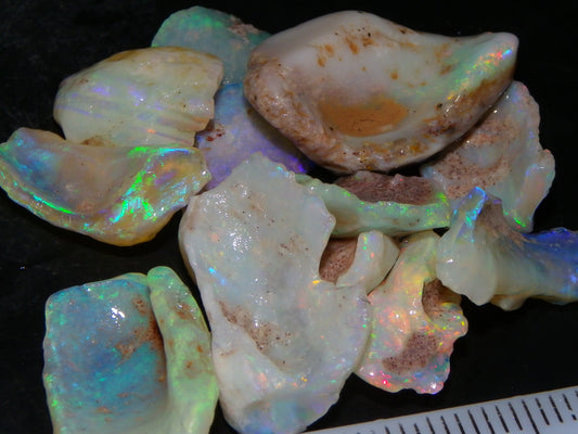 Nice Rough Coober Pedy Fossil Opals/Specimens 41cts Crystal/white Fires Collectors