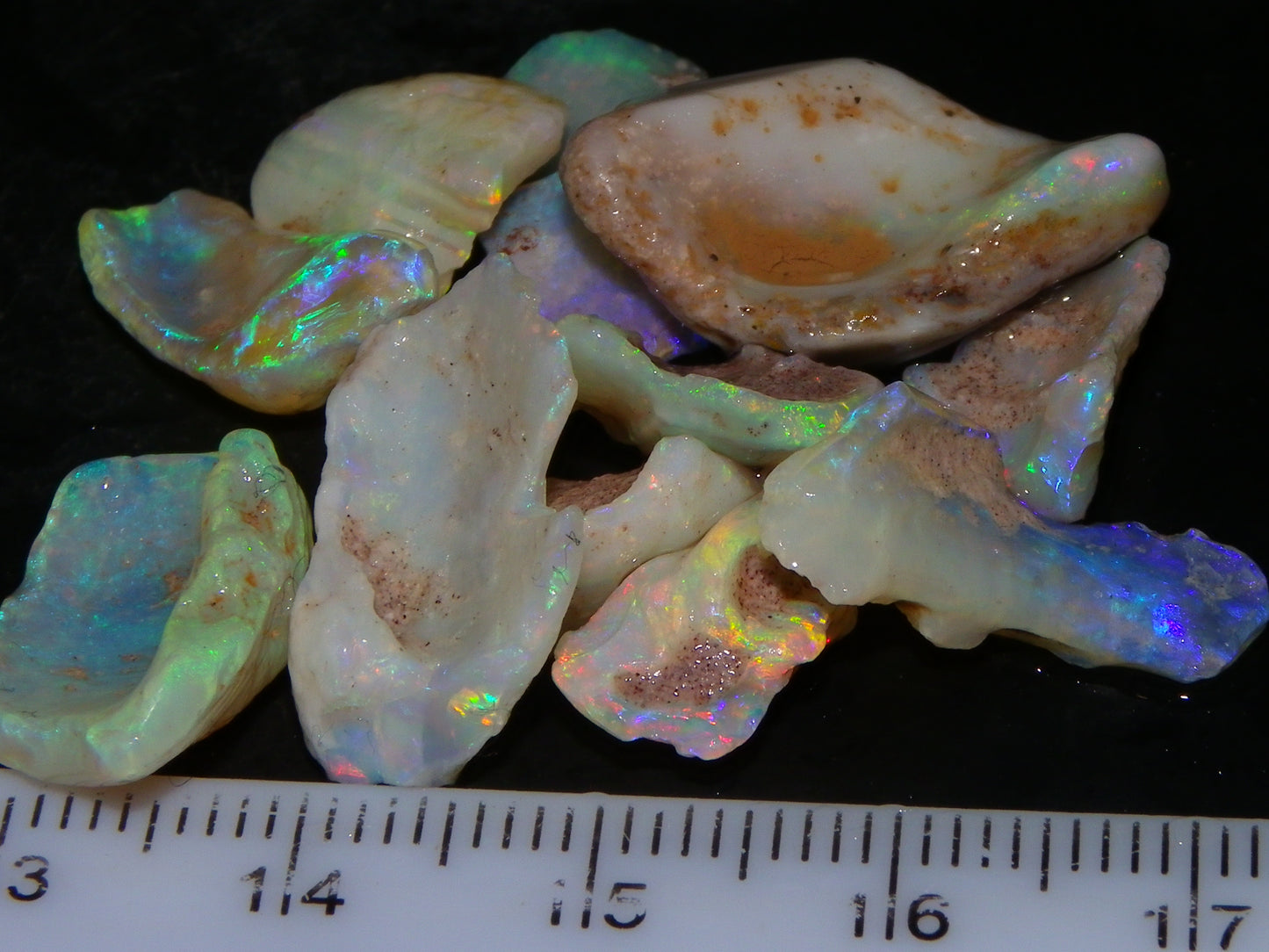 Nice Rough Coober Pedy Fossil Opals/Specimens 41cts Crystal/white Fires Collectors