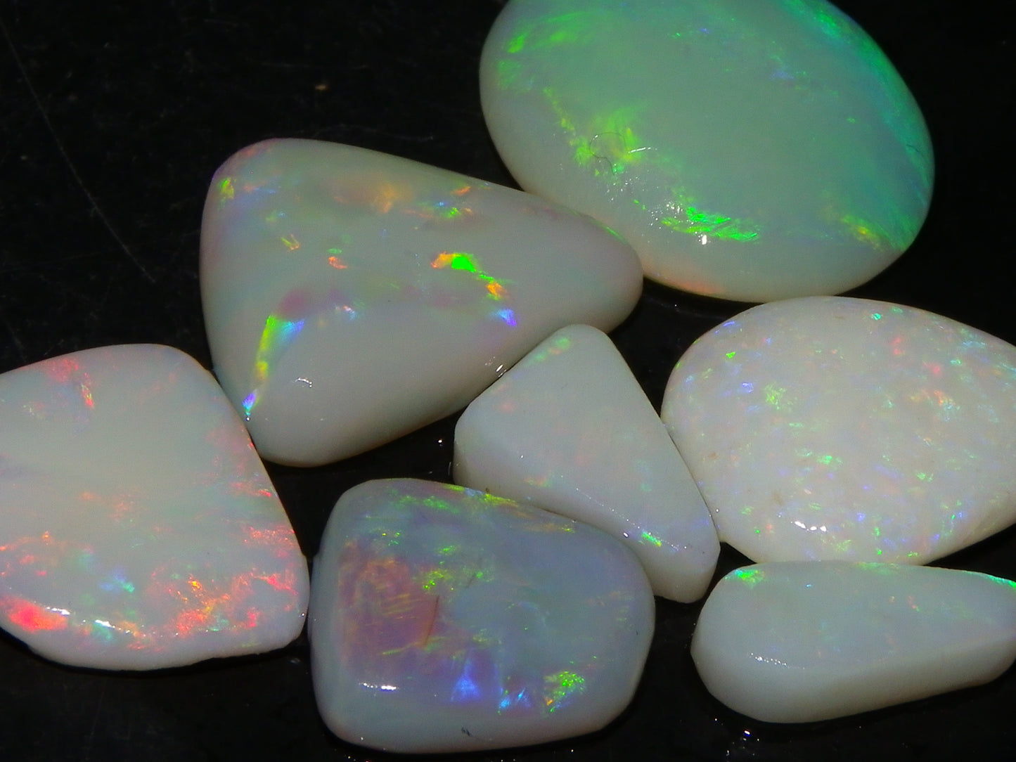 7 Nice Rubbed/Preforms Opals Coober Pedy Australia 26.1cts Multicolours Crystal/Milky/White