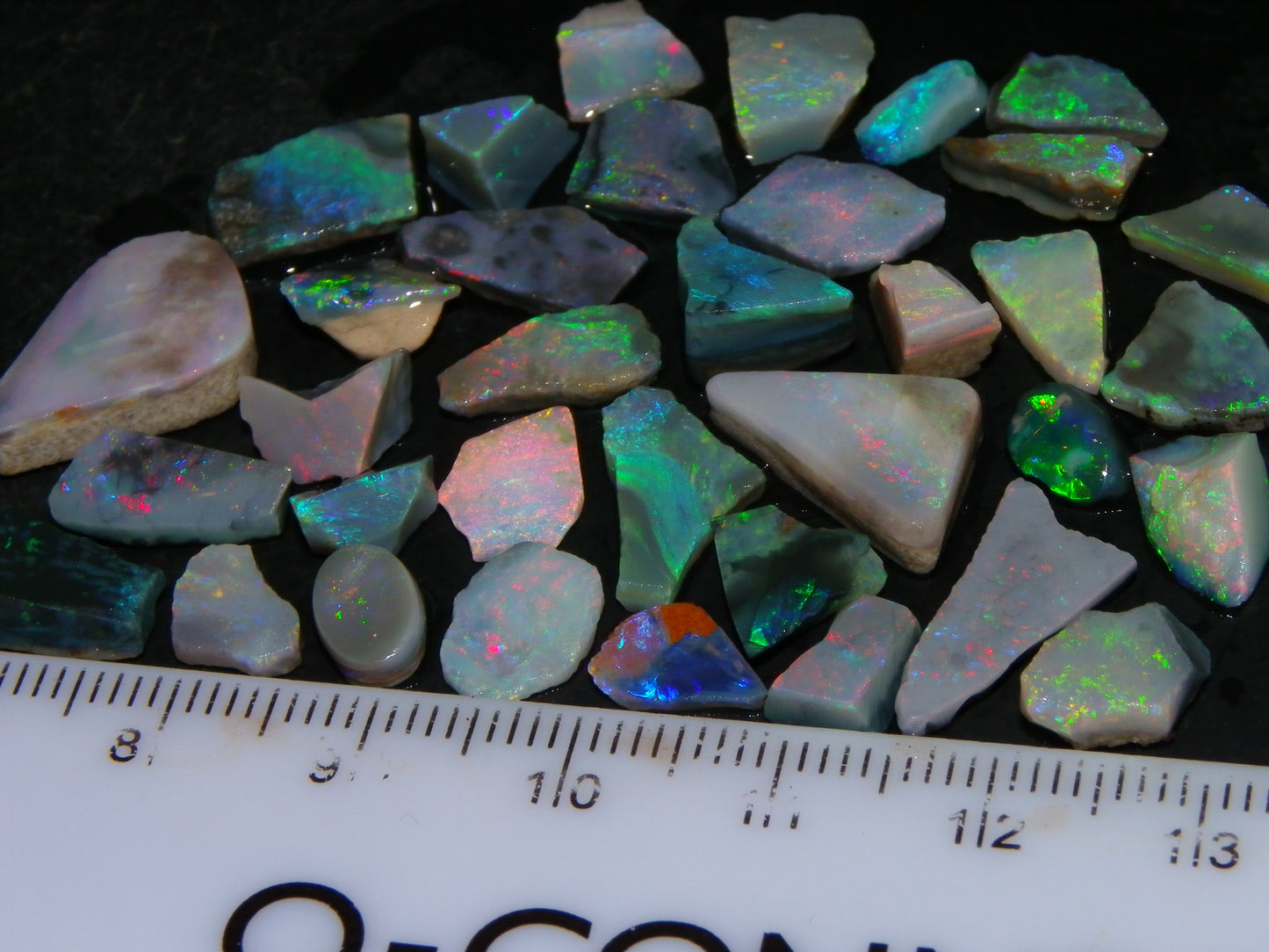 Nice Rubbed Mintabie Opals/Specimens/Rough Parcel 42.94cts Multicolours Australia