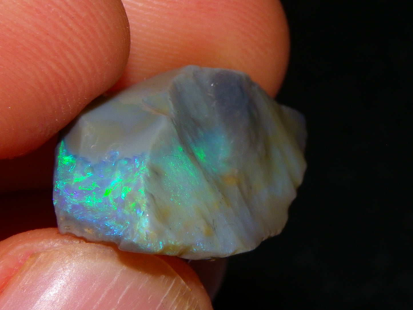 2 Nice Bright Rough seam/Crystal Opals 27.4cts Lightning Ridge Australia Blue/Greens