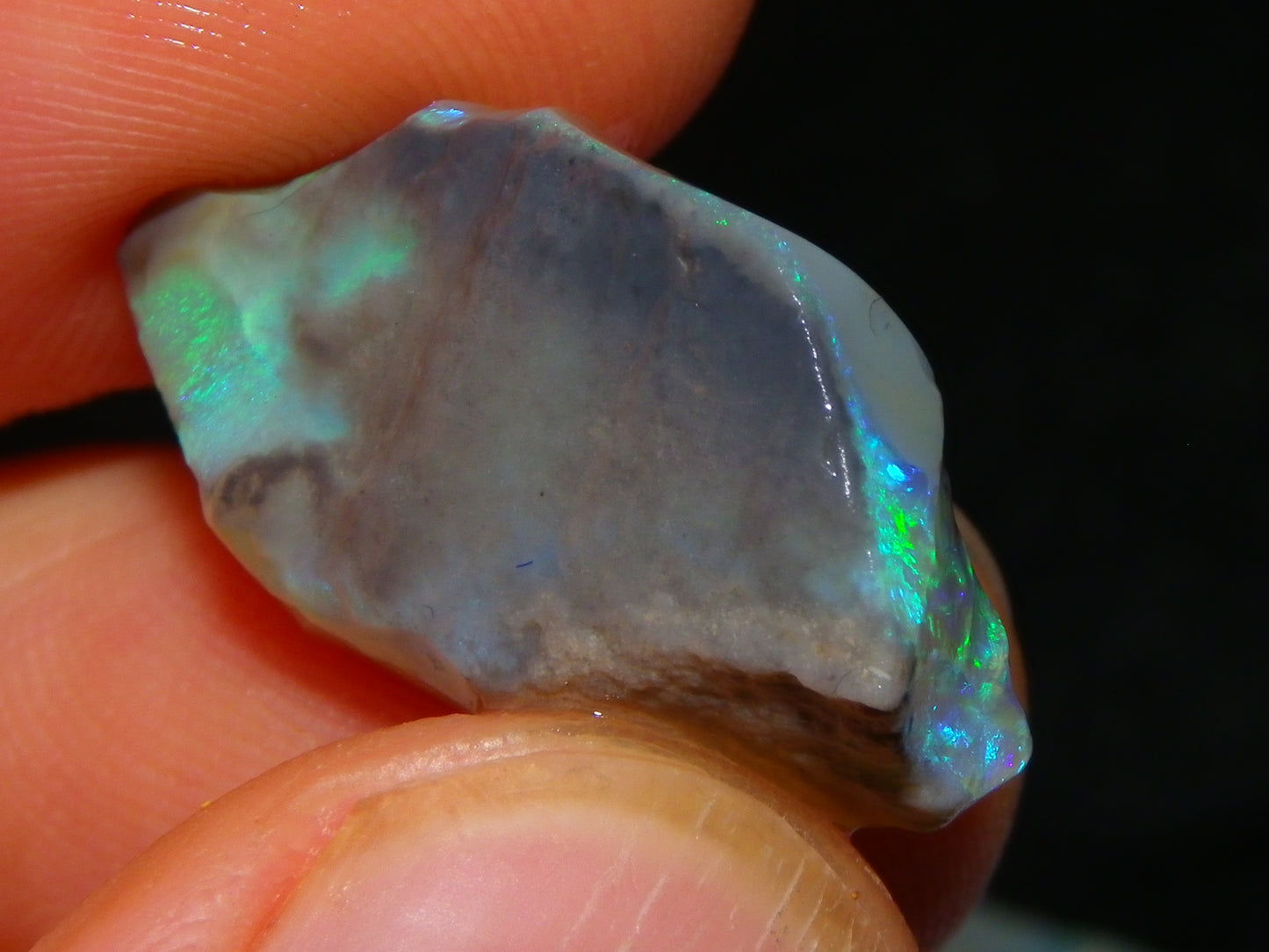 2 Nice Bright Rough seam/Crystal Opals 27.4cts Lightning Ridge Australia Blue/Greens